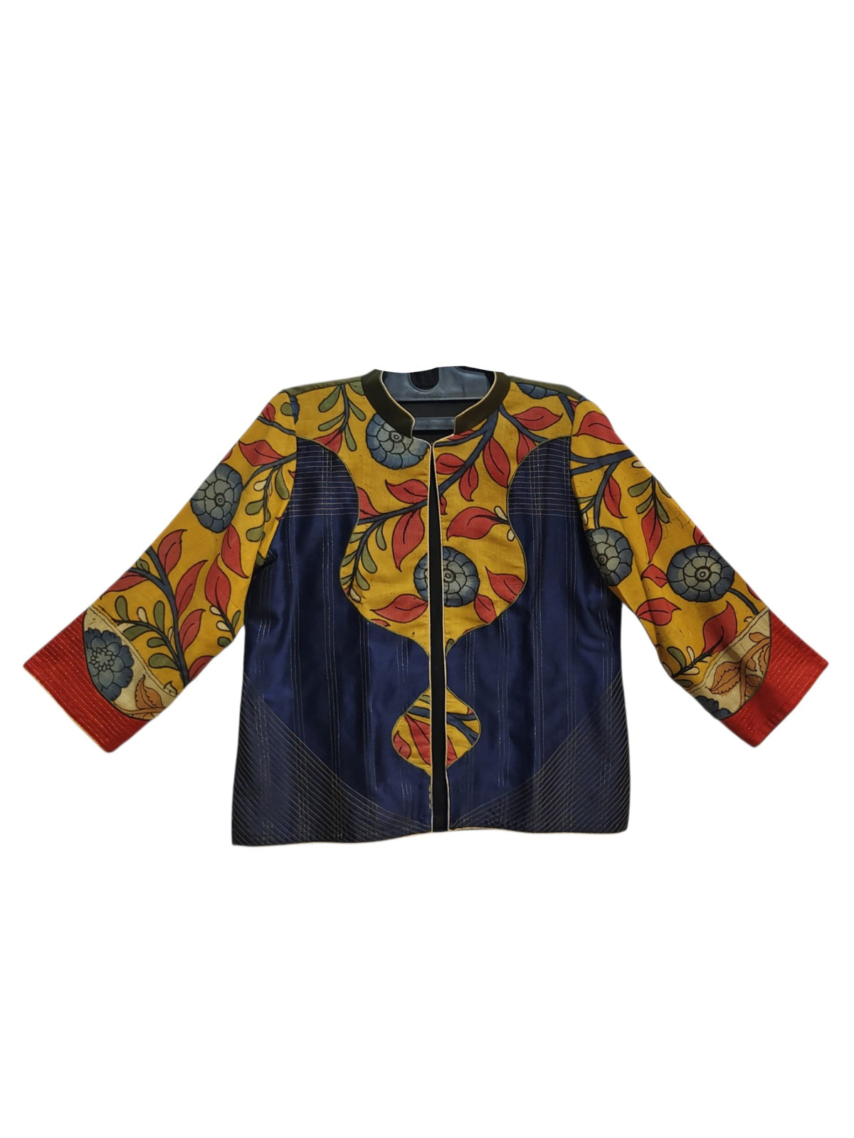 Formal Kairo Indigo Kalamkari Chanderi Short Jacket