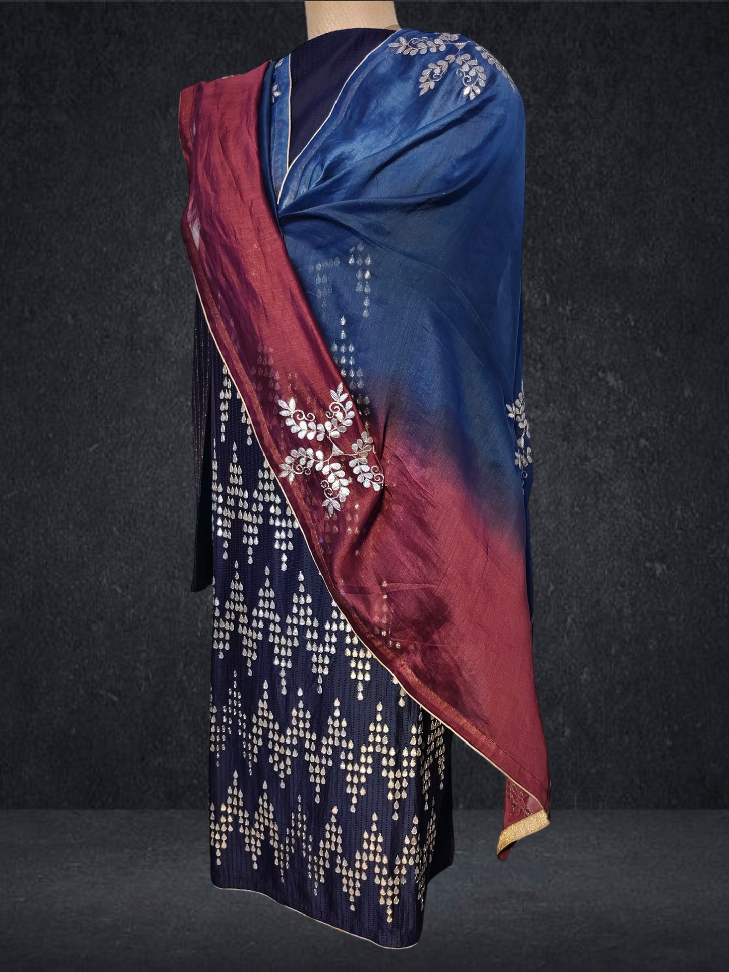 Semi Stitched Chanderi Formal Suitset