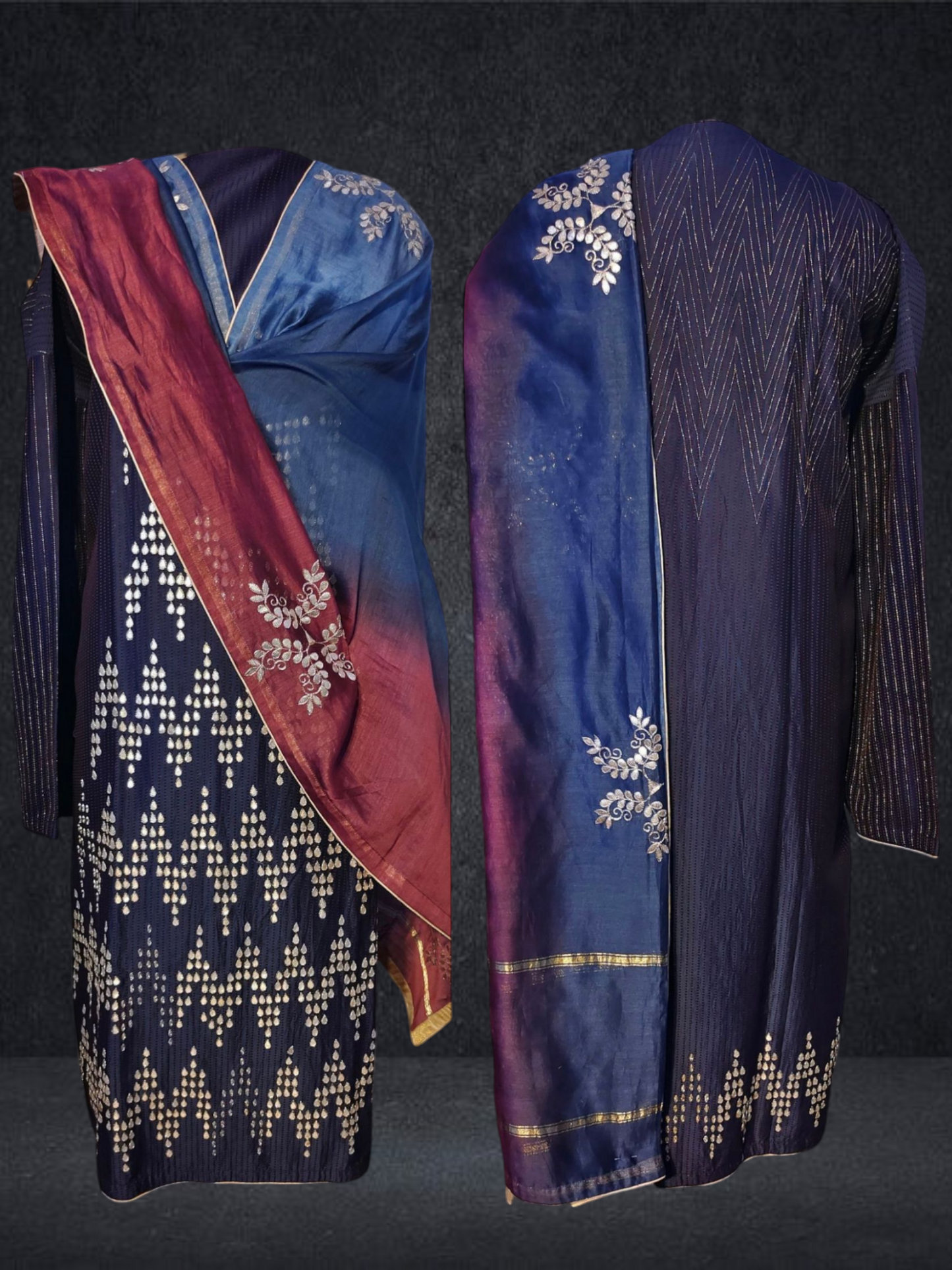 Semi Stitched Chanderi Formal Suitset