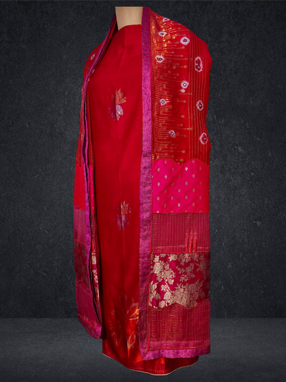Semi Stitched Formal chanderi Suitset