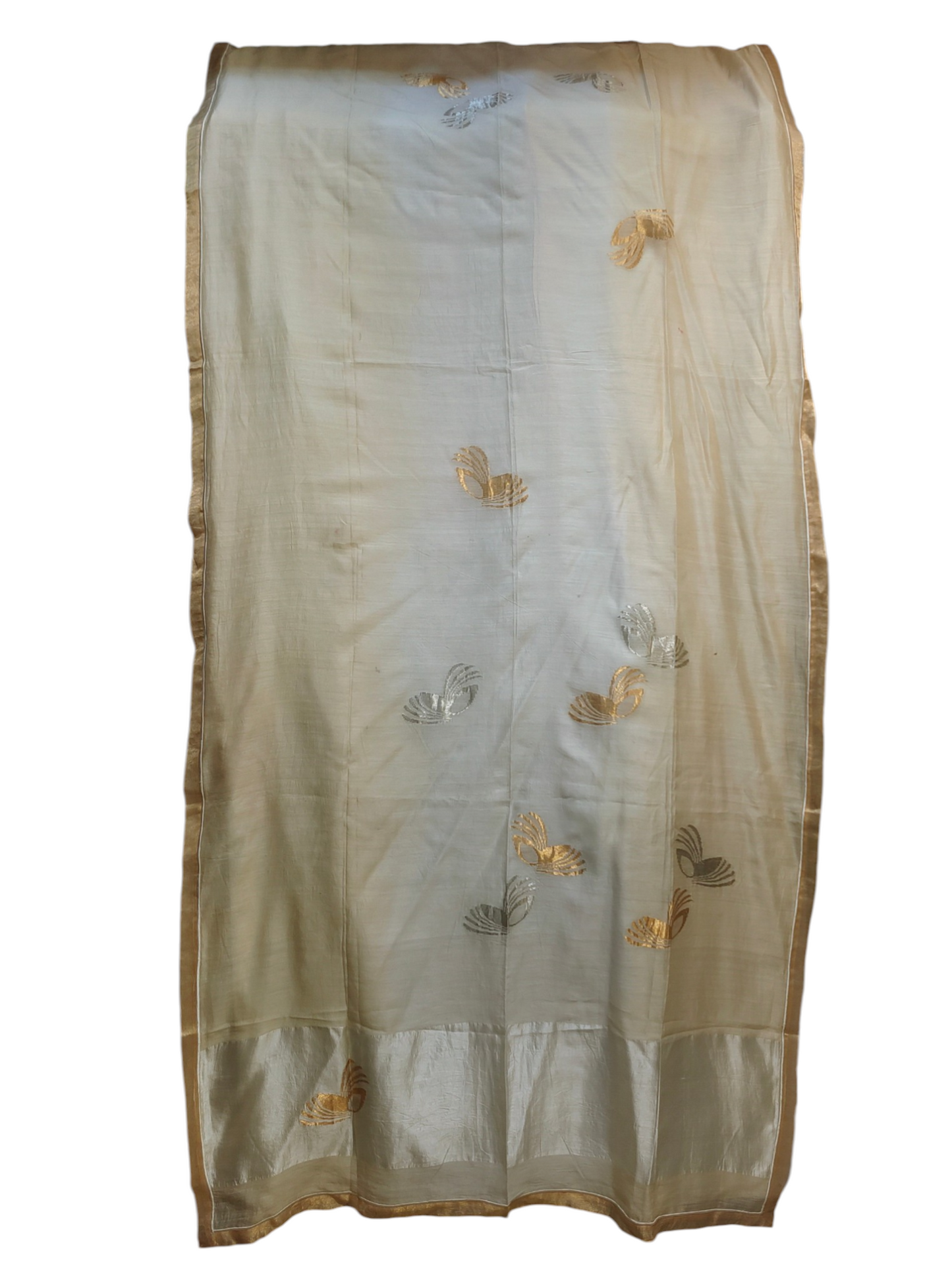 dupatta with embroidered designs on a white background