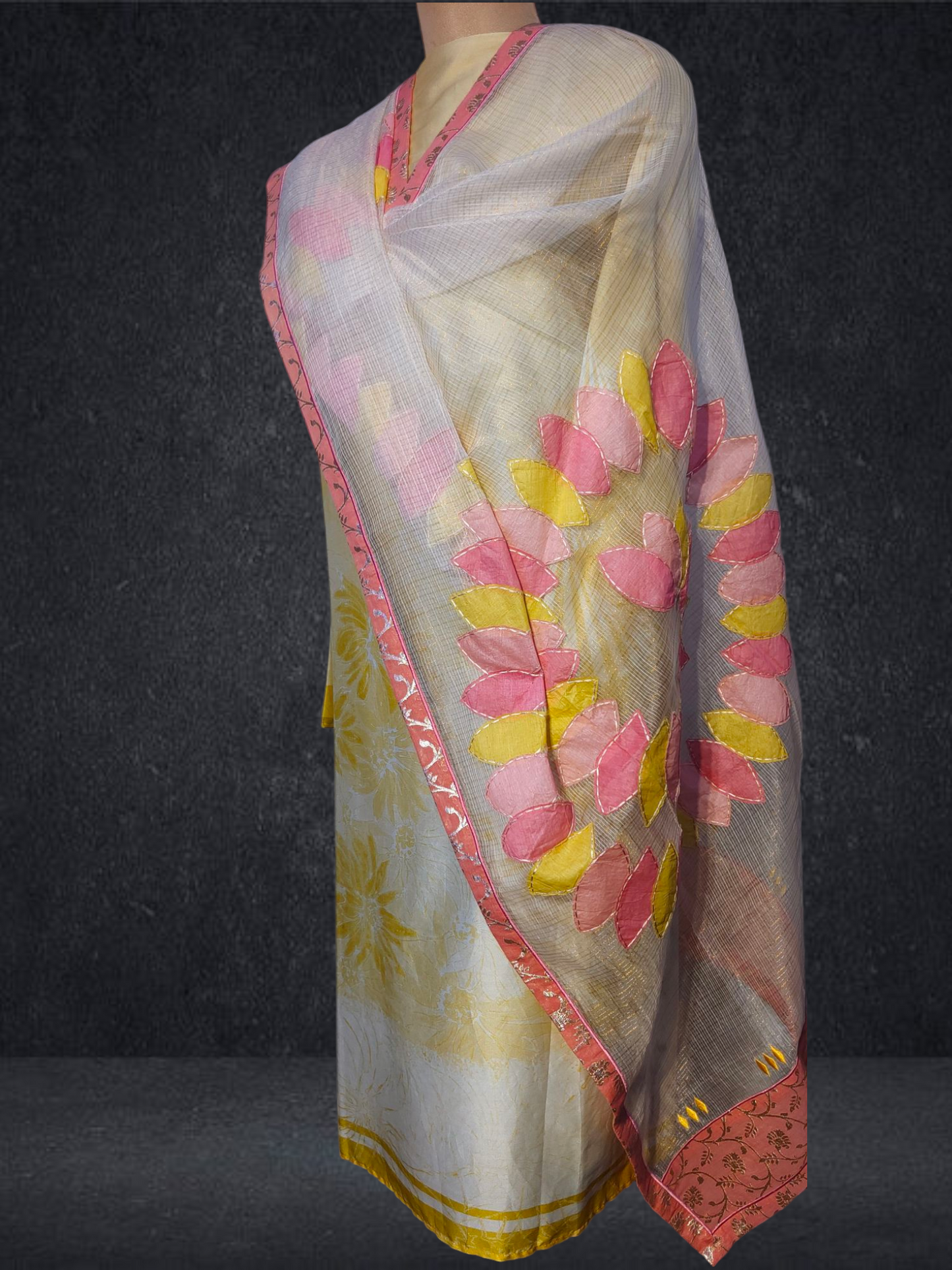 Semi Stitched Chanderi Formal Suitset