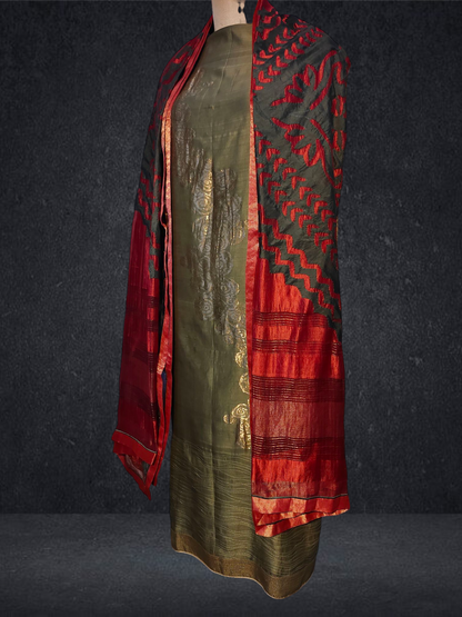 Semi Stitched Formal chanderi Suitset