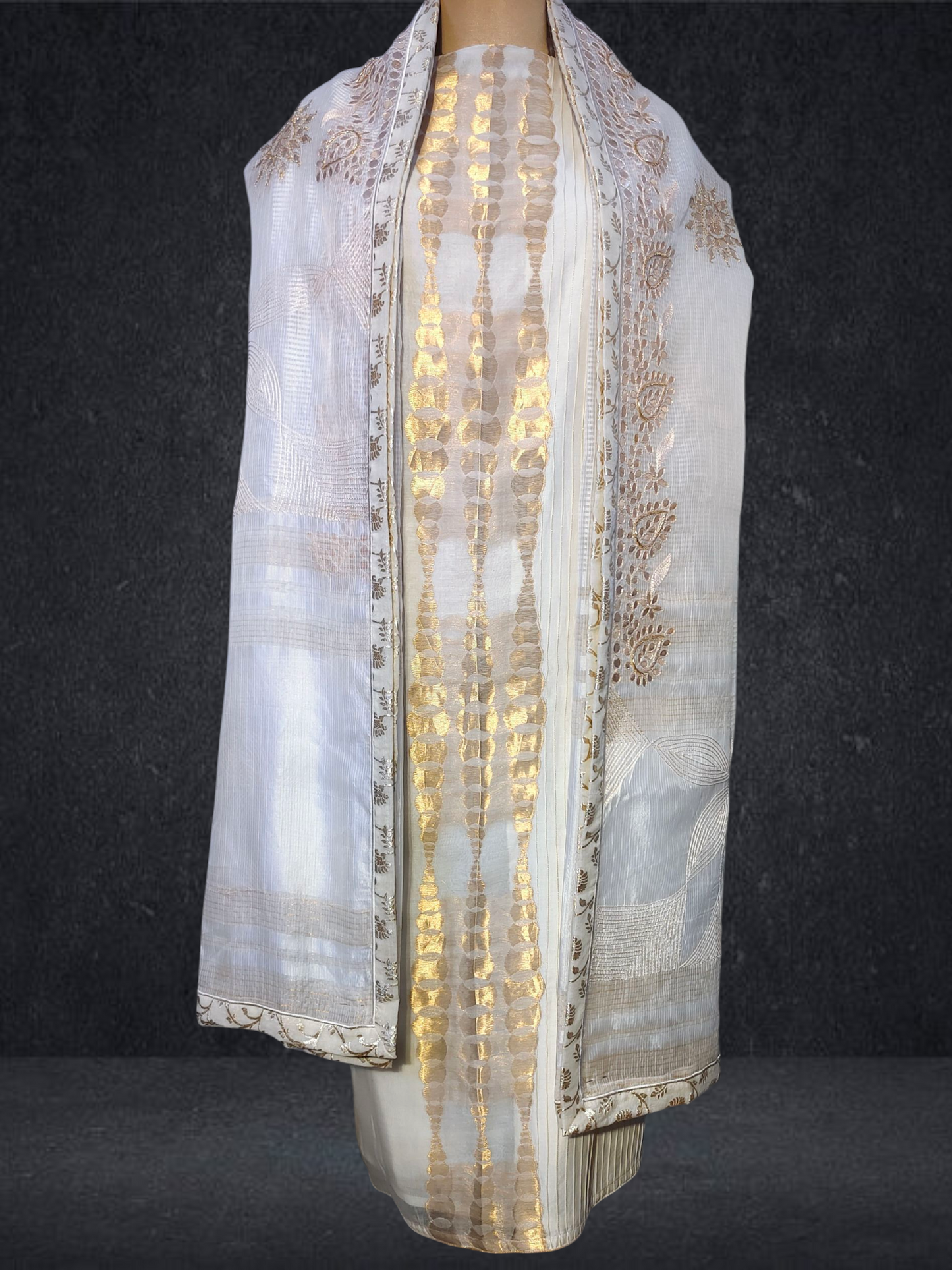 Semi Stitched Formal chanderi Suitset