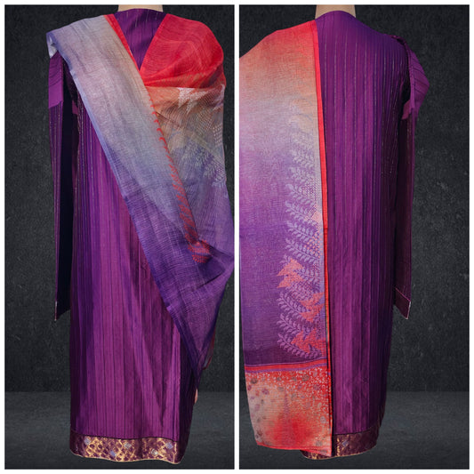 Semi Stitched Formal chanderi Suitset
