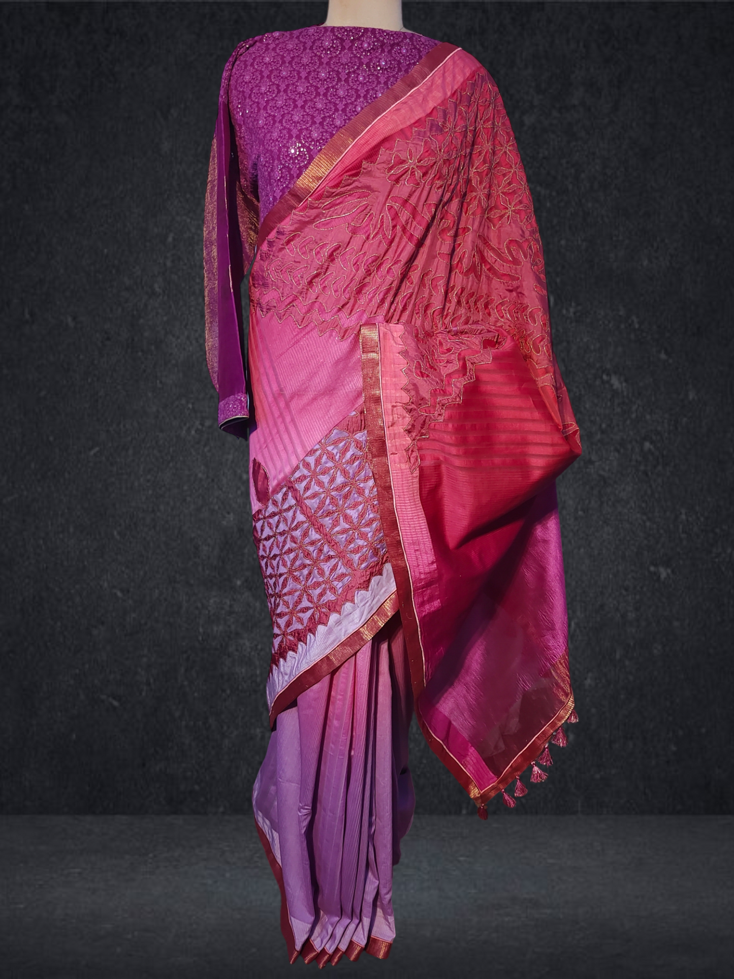 Formal Silk Katab Applique Saree