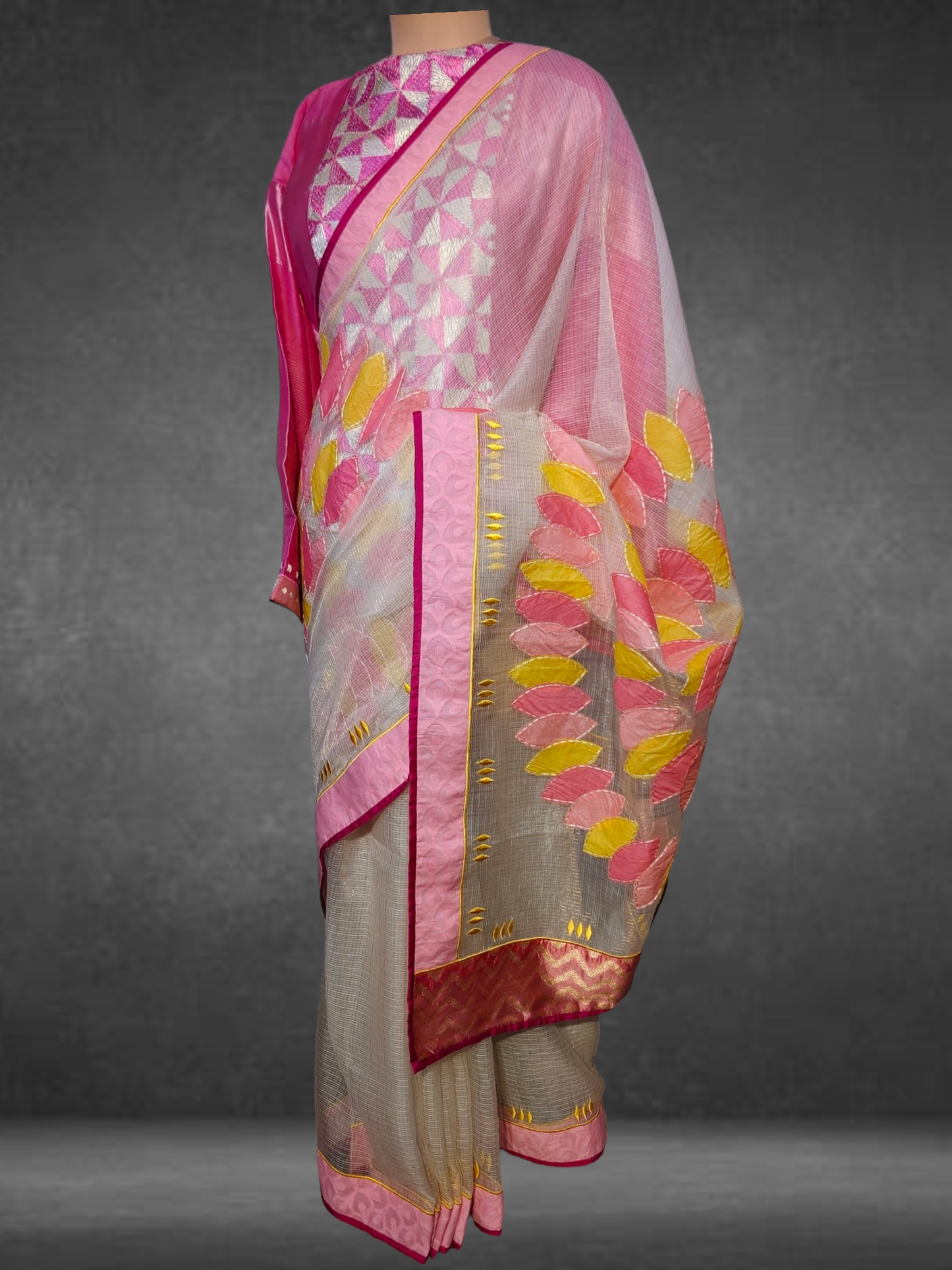 Chanderi Formal Patti Applique Saree