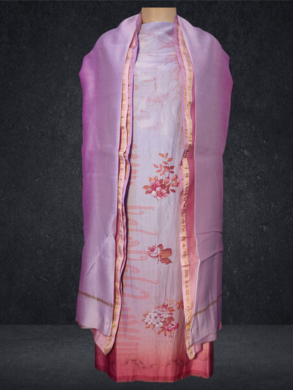 Semi Stitched Chanderi Casual Suitset