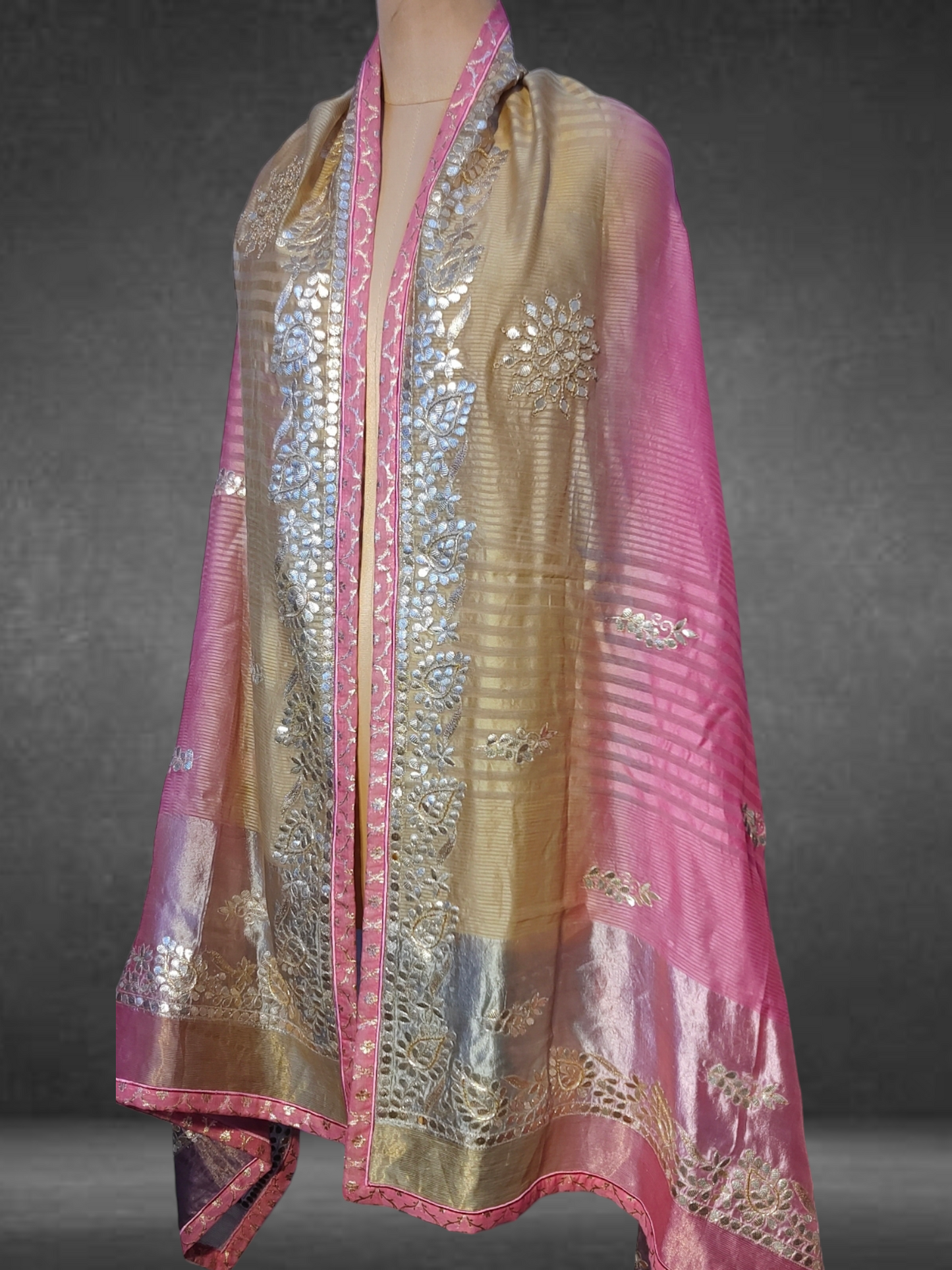 Chanderi Zari Woven Gota Dupatta