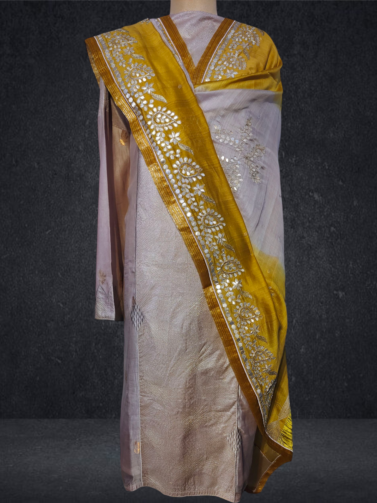 Semi Stitched Formal chanderi Suitset