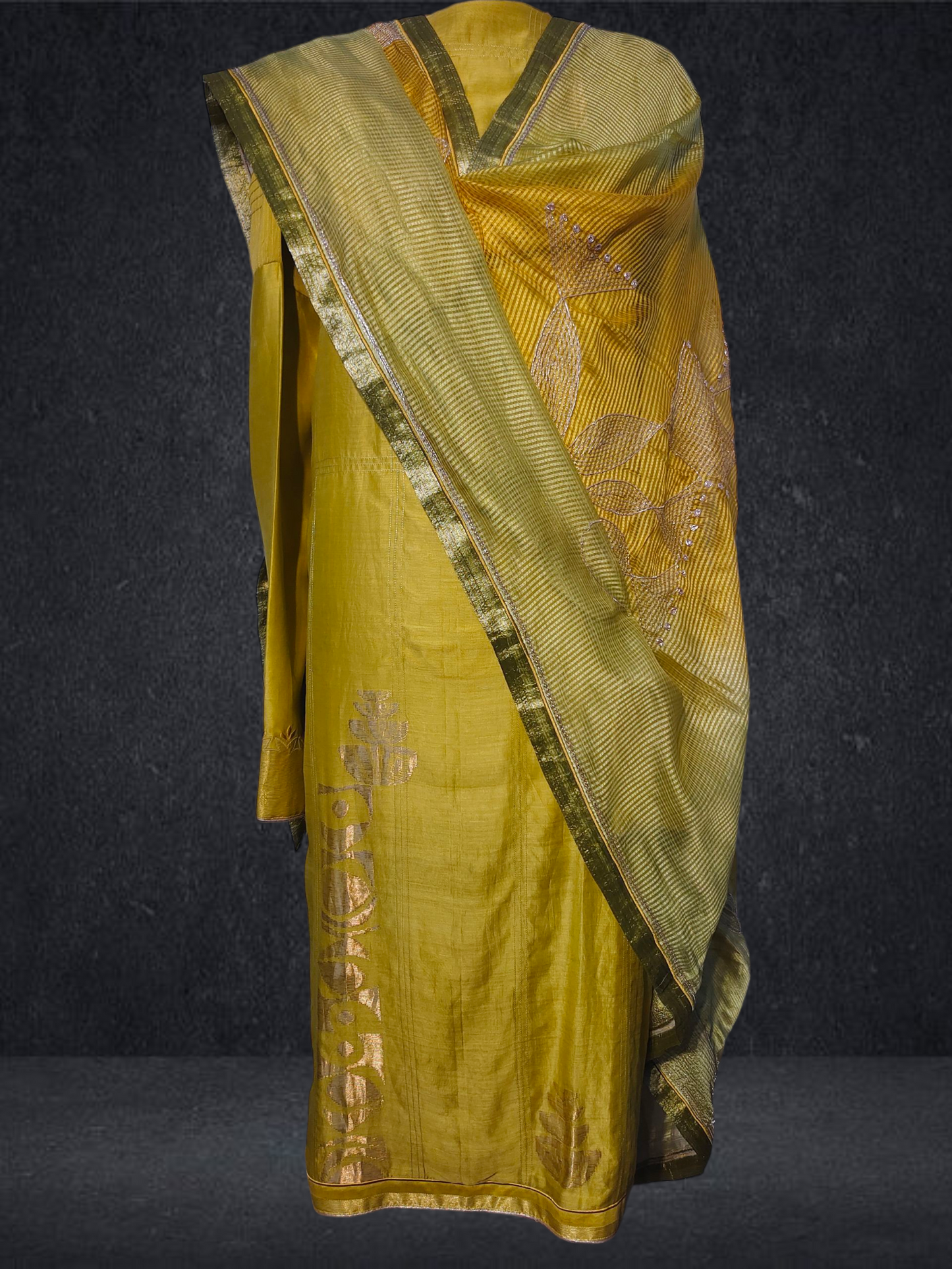 Semi Stitched Formal chanderi Suitset