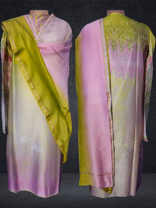 Semi Stitched Chanderi Casual Suitset