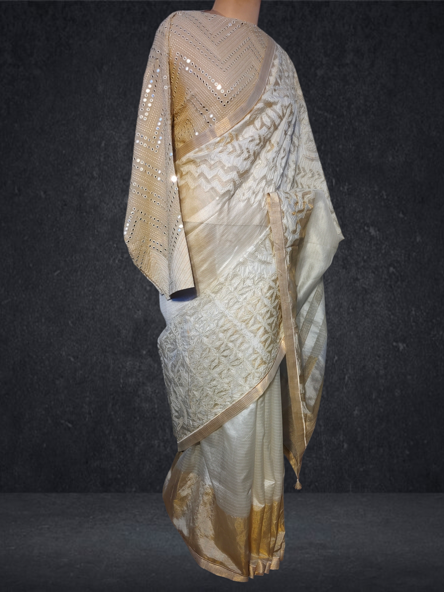 Formal Silk Katab Applique Saree