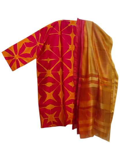 Semi Stitched Chanderi Formal Suitset