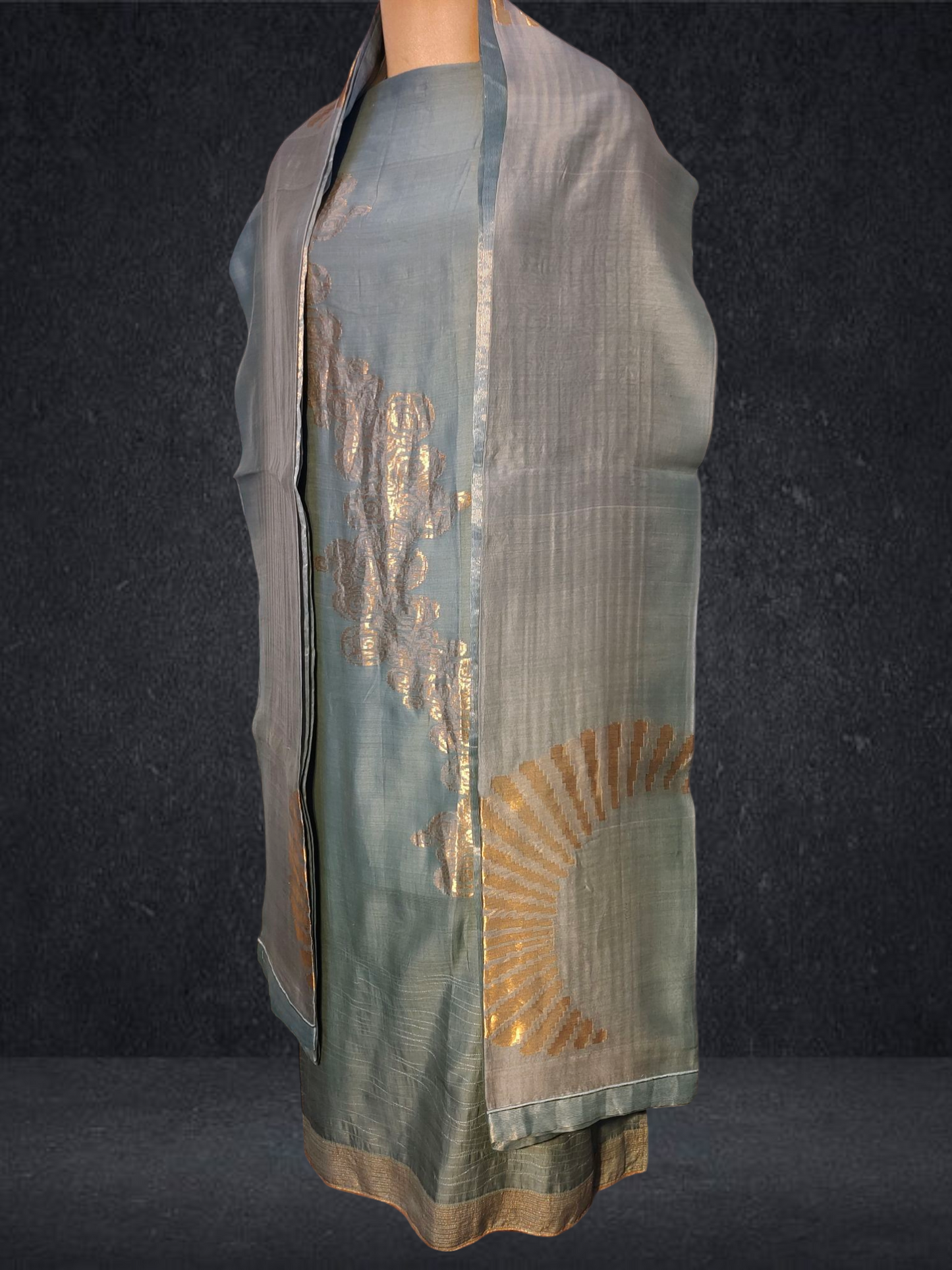 Semi Stitched Formal chanderi Suitset