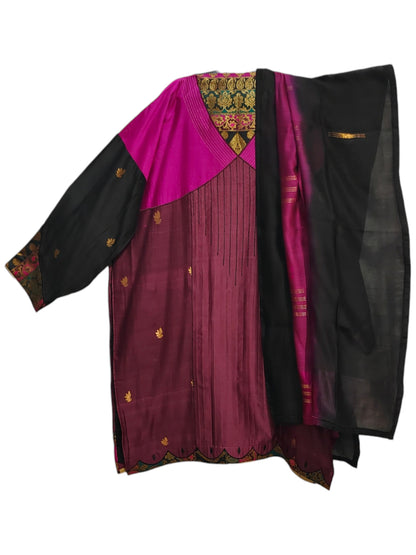 Semi Stitched Chanderi Formal Suitset