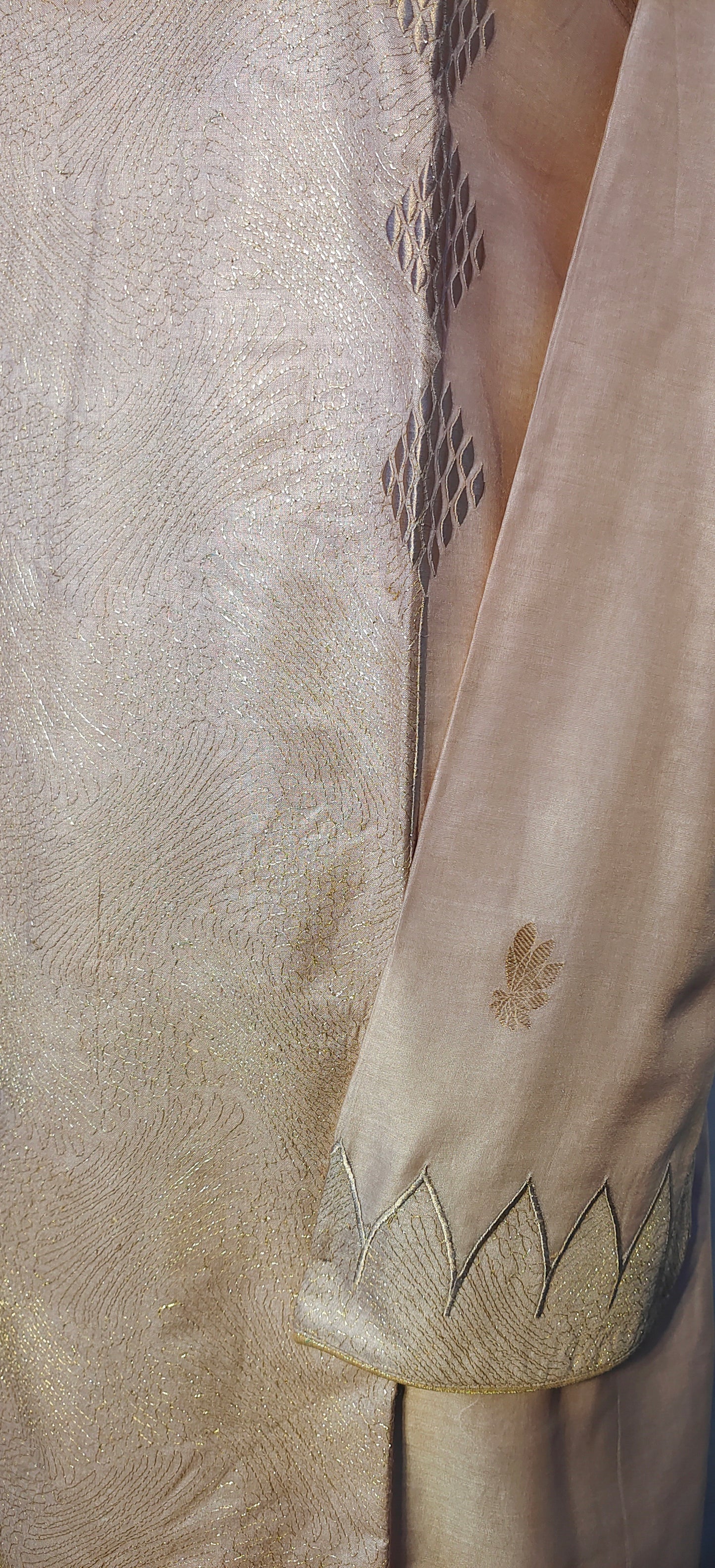 Semistitched Chanderi Zariwoven Kurta