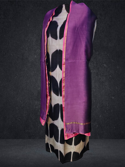 Semi Stitched Chanderi Casual Suitset
