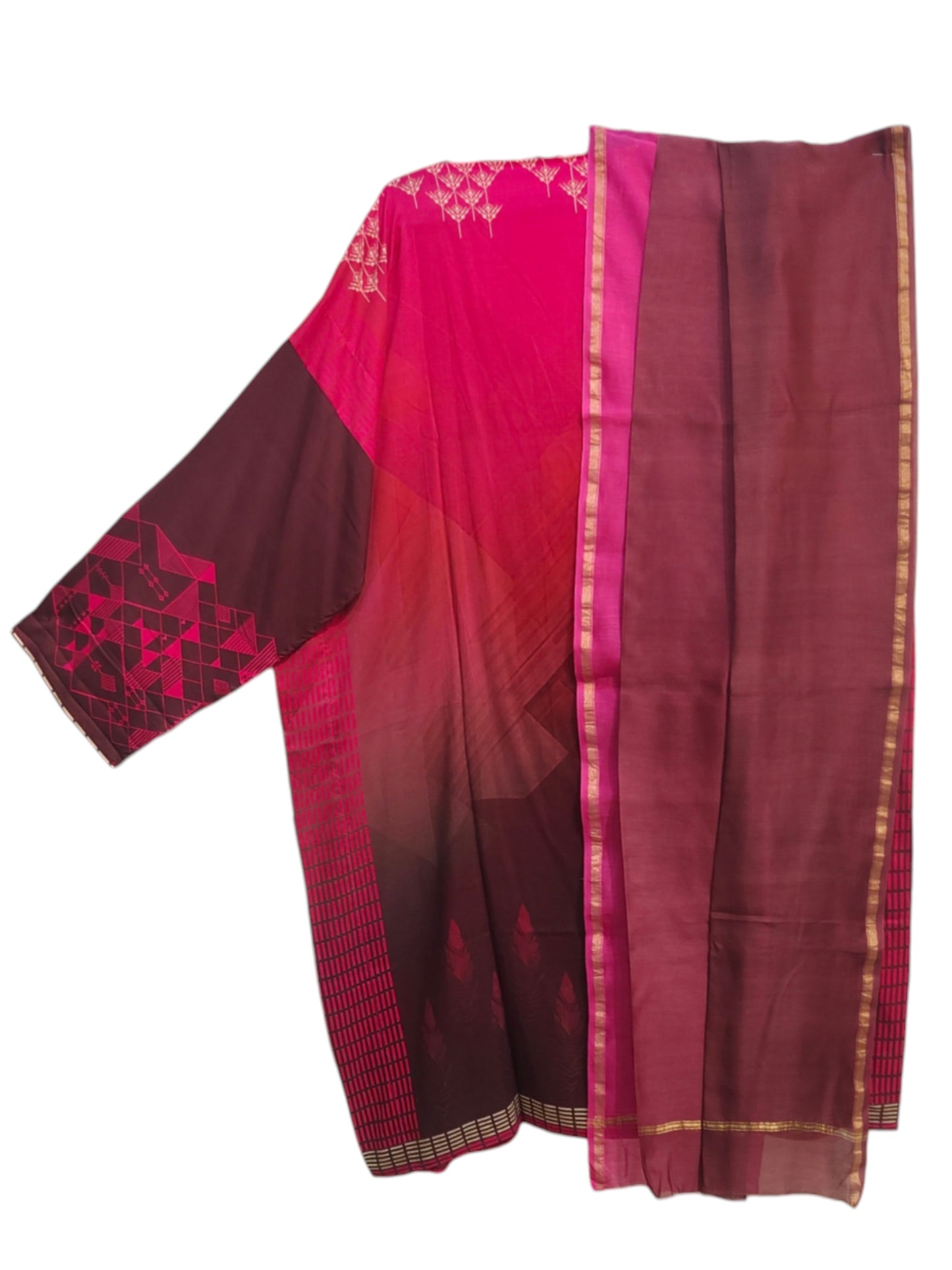 Semi Stitched Chanderi Casual Suitset