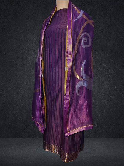 Semi Stitched Formal chanderi Suitset