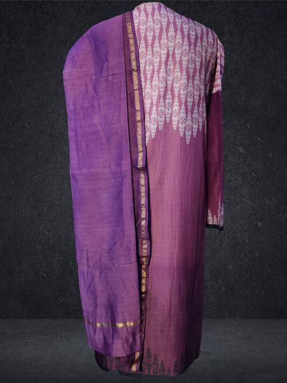 Semi Stitched Chanderi Casual Suitset
