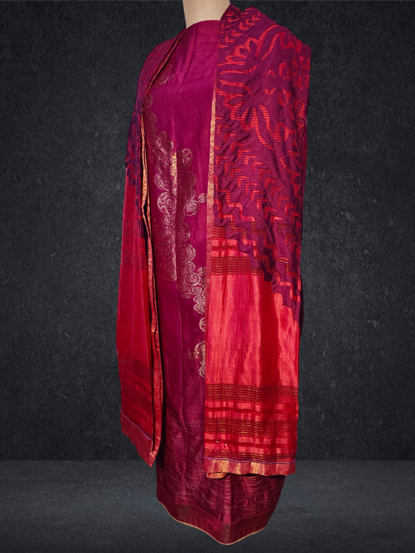 Semi Stitched Formal chanderi Suitset