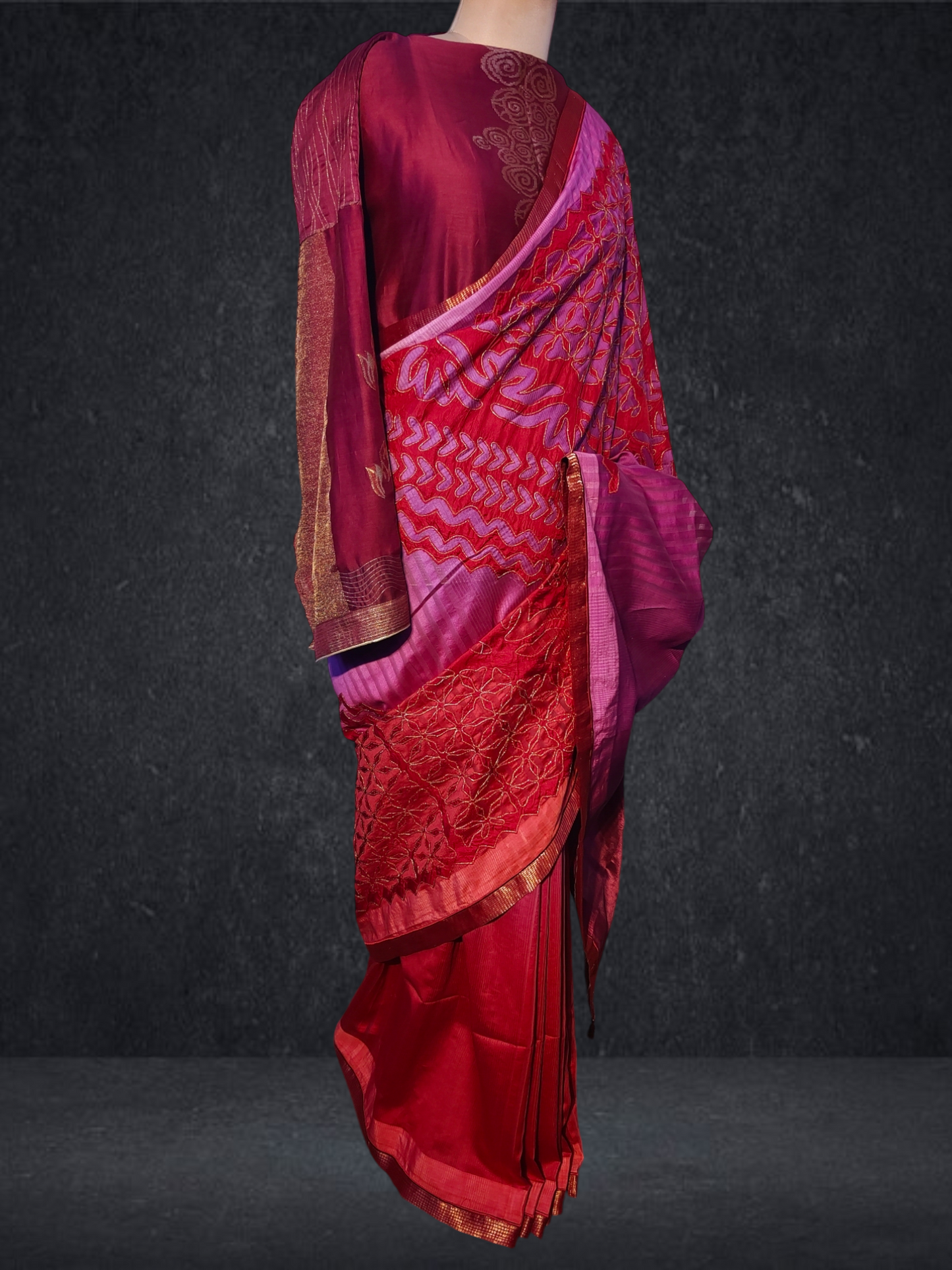 Formal Silk Katab Applique Saree