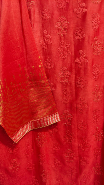 Semi Stitched Chanderi Formal Suitset