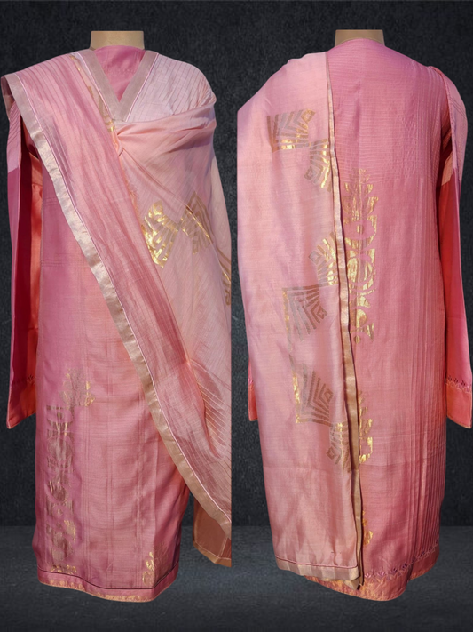 Semi Stitched Formal chanderi Suitset