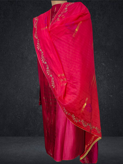 Semi Stitched Formal chanderi Suitset