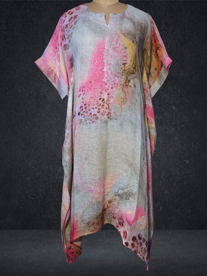 Stitched Silk Linen Kaftan