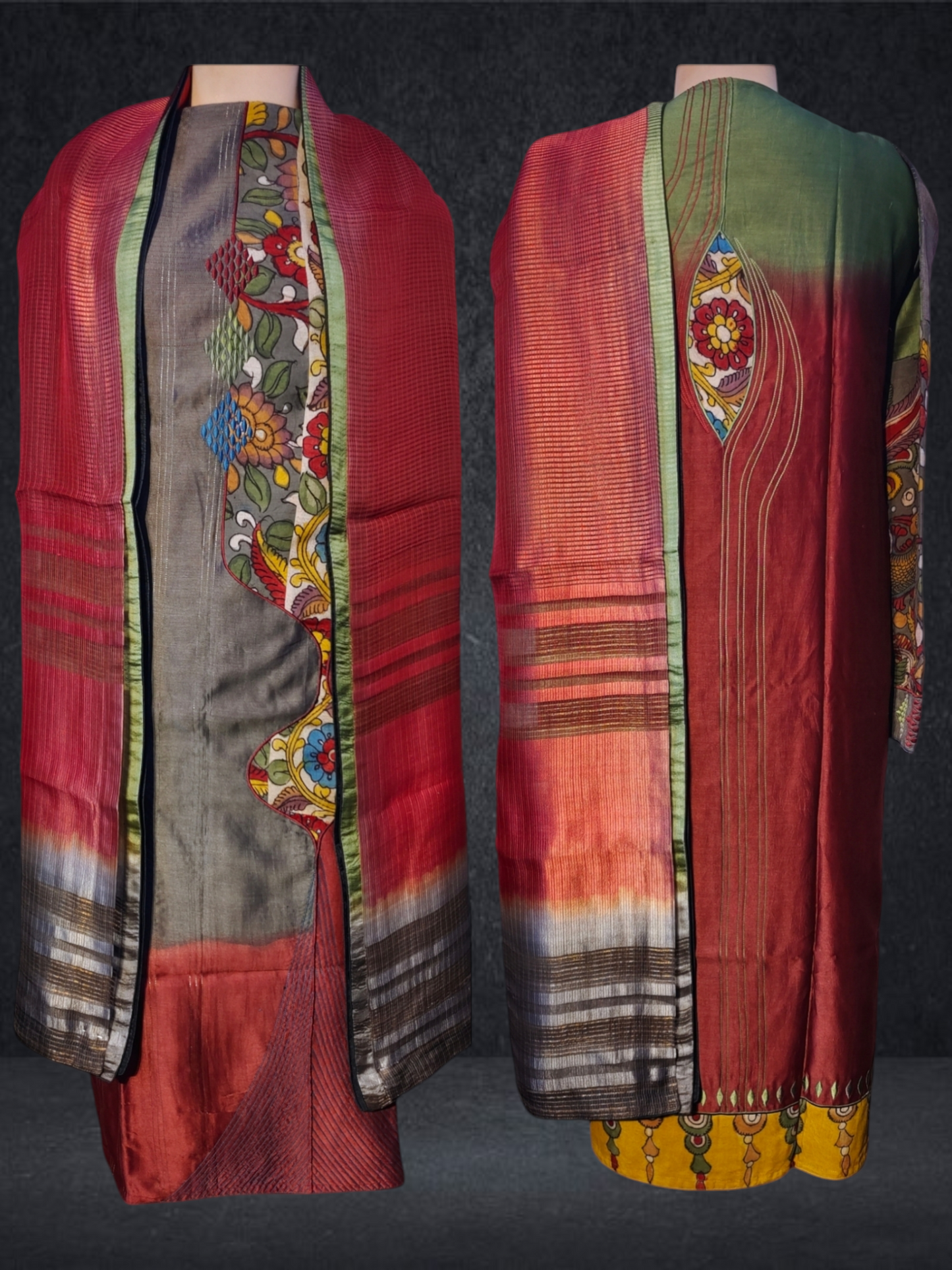 Semi Stitched Chanderi Formal Suitset