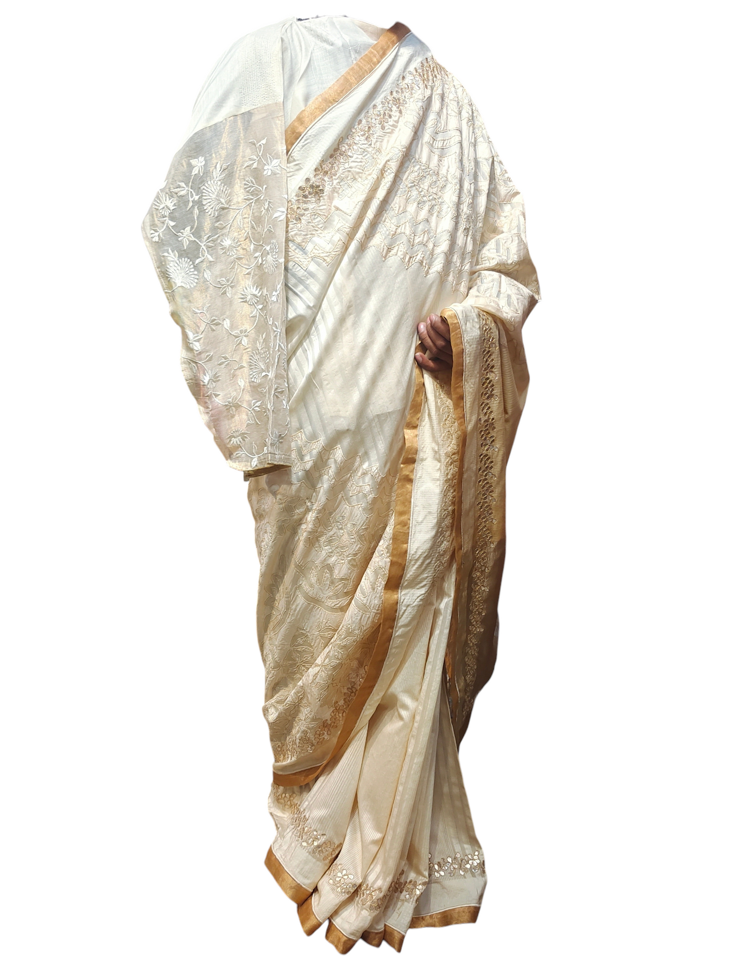 Formal Chanderi cutwork gota Saree