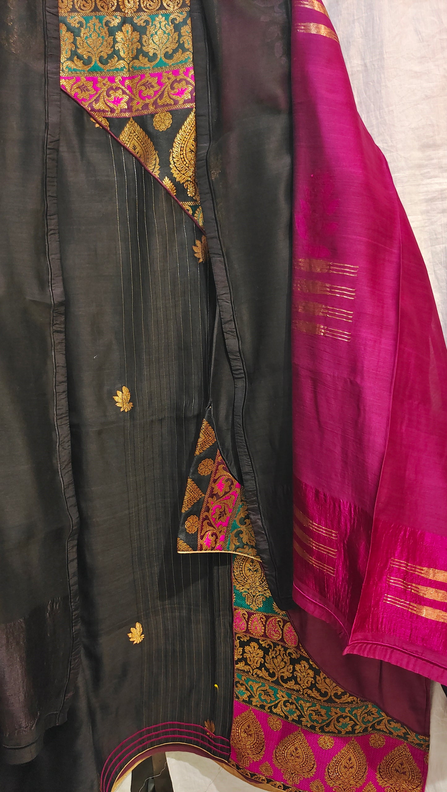 Semi Stitched Chanderi Formal Suitset