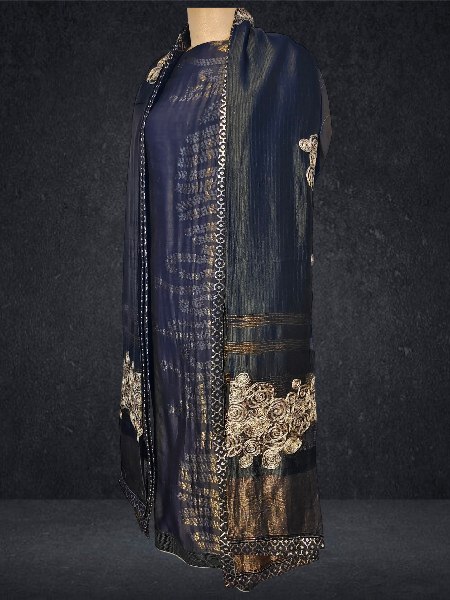 Semi Stitched Chanderi formal Suitset