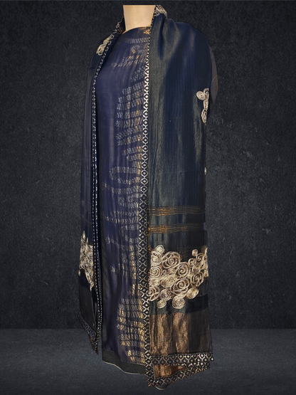 Semi Stitched Chanderi formal Suitset