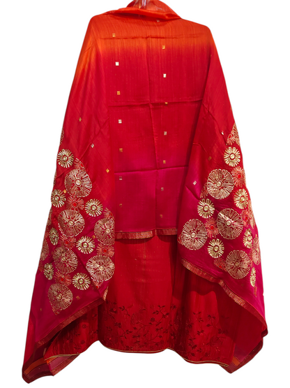 Semi Stitched Formal chanderi Suitset