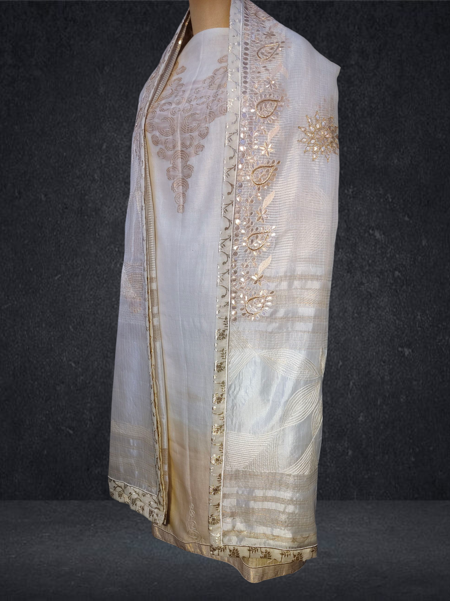 Semi Stitched Formal chanderi Suitset