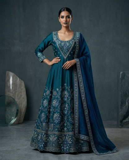 Customised Chanderi Embroidered set