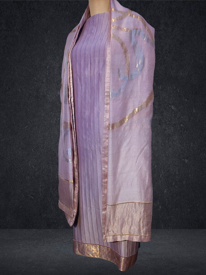 Semi Stitched Formal chanderi Suitset