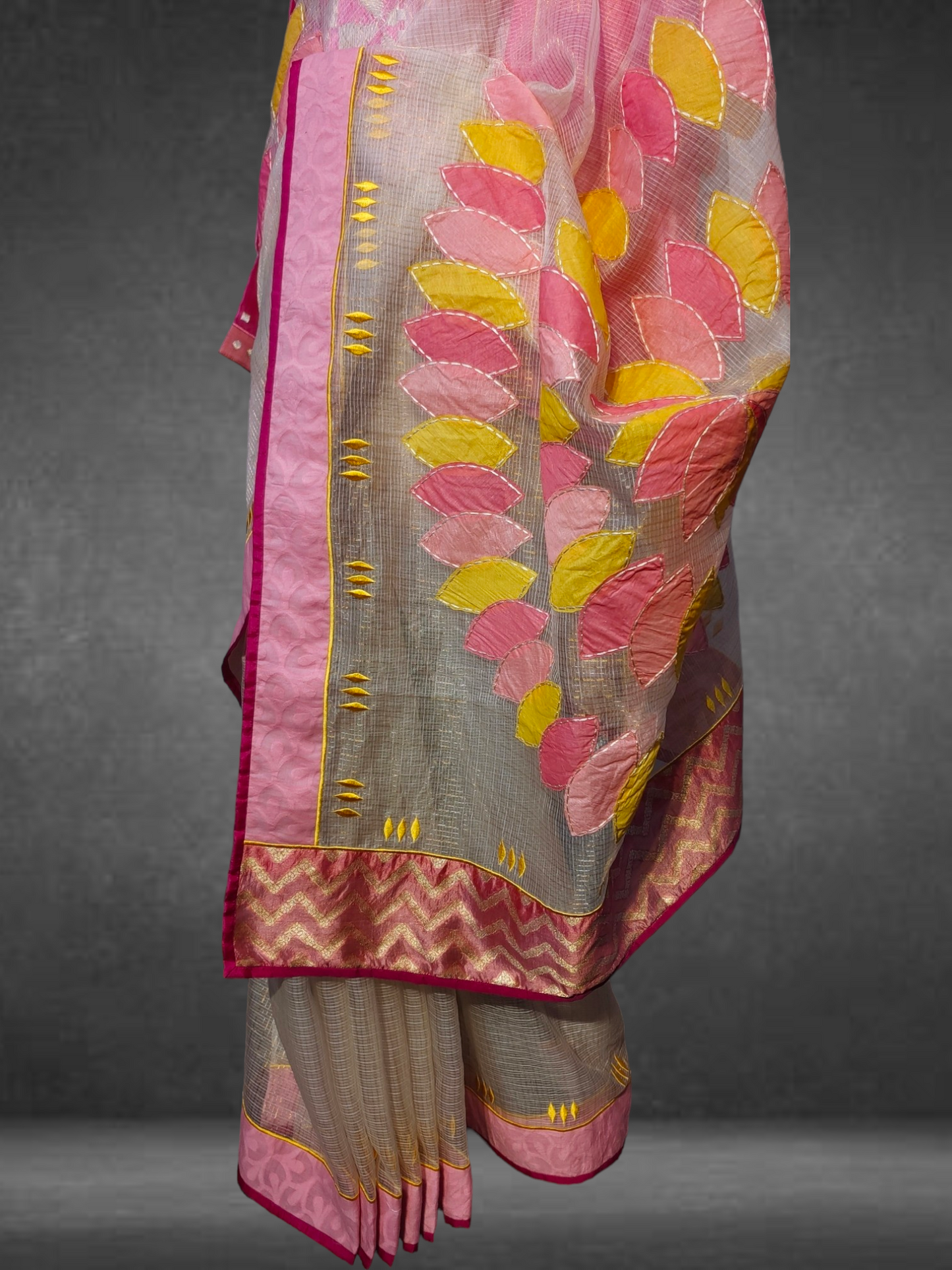 Chanderi Formal Patti Applique Saree