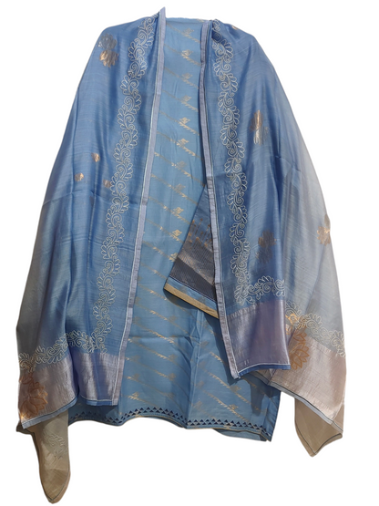 Semi Stitched Chanderi Formal Suitset