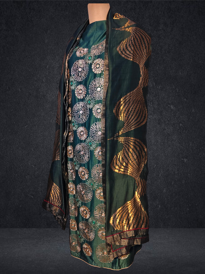 Semi Stitched Formal chanderi Suitset