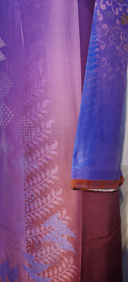 Semi Stitched Chanderi Casual Suitset