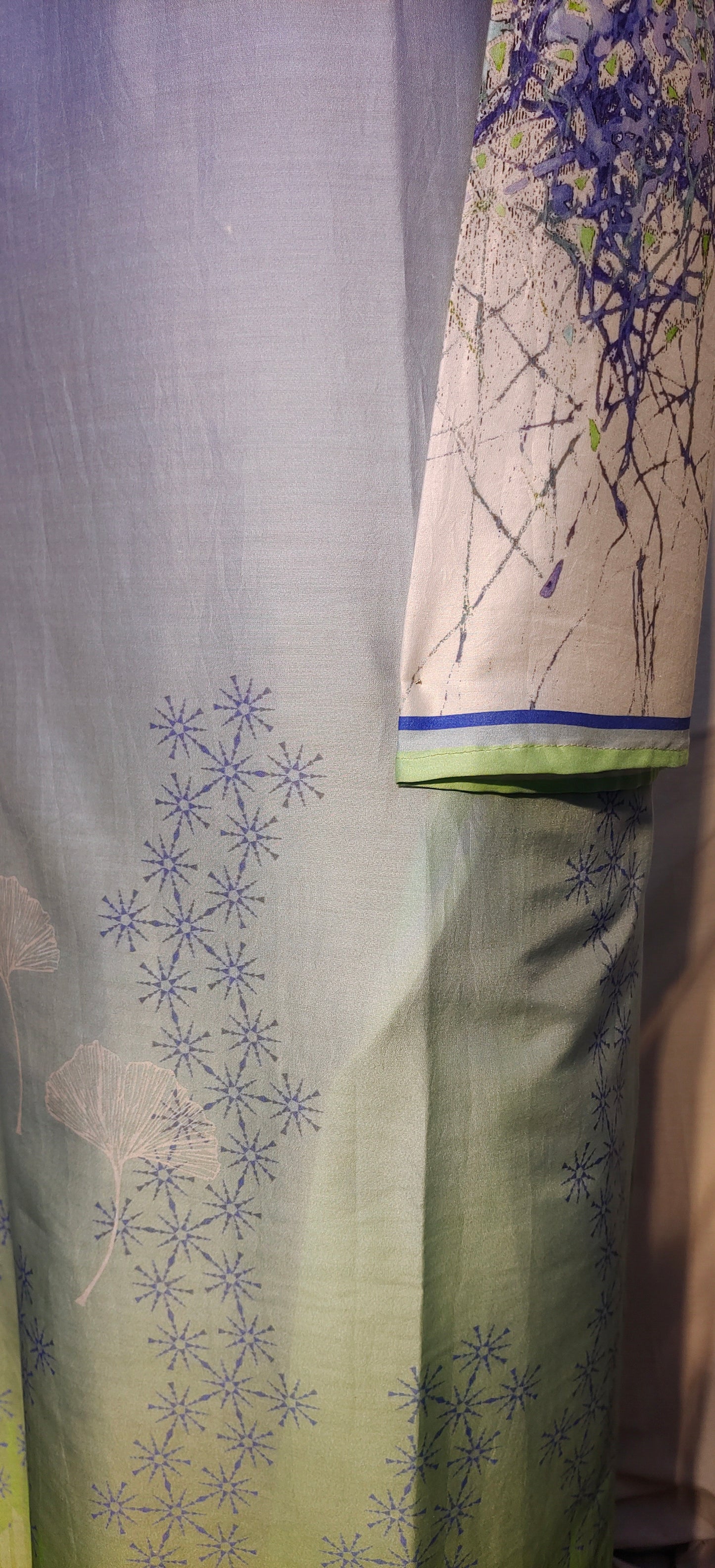 Semi Stitched Chanderi Printed kurta
