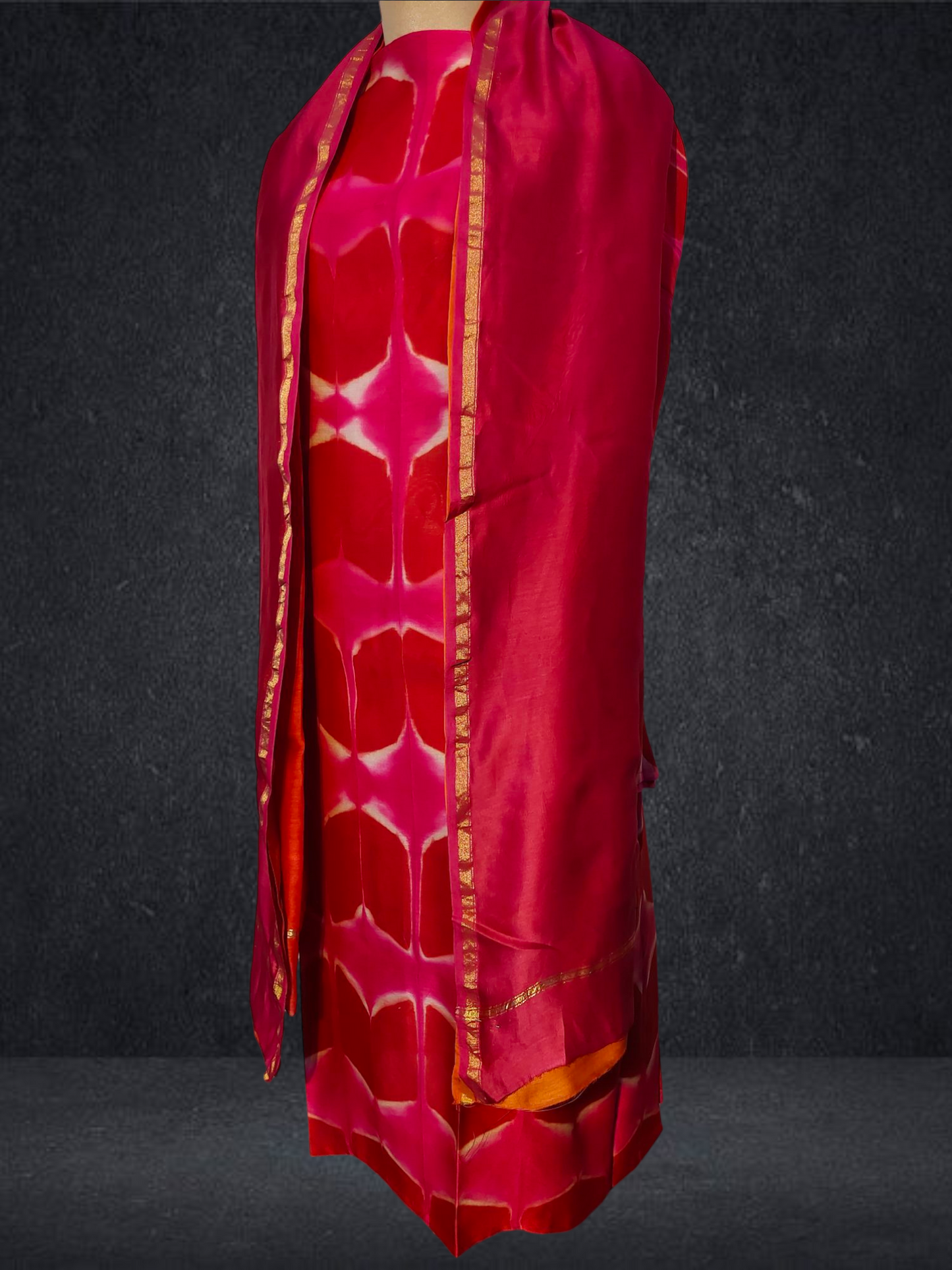 Semi Stitched Chanderi Casual Suitset