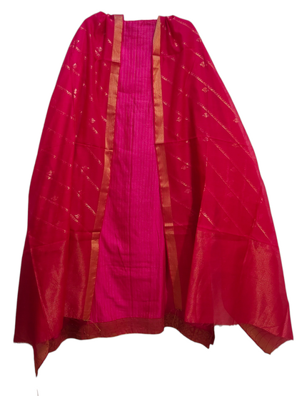 Semi Stitched Chanderi Formal Suitset