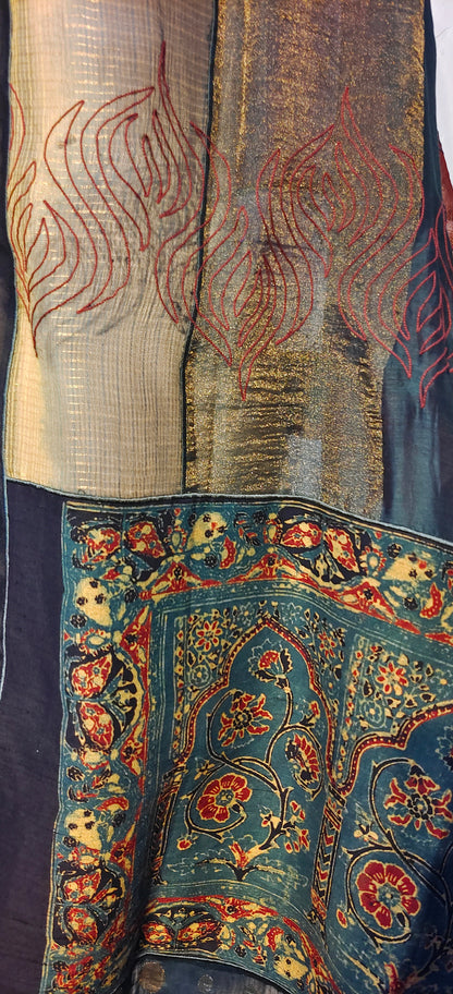 Chanderi Zari Woven Ajrakh Dupatta