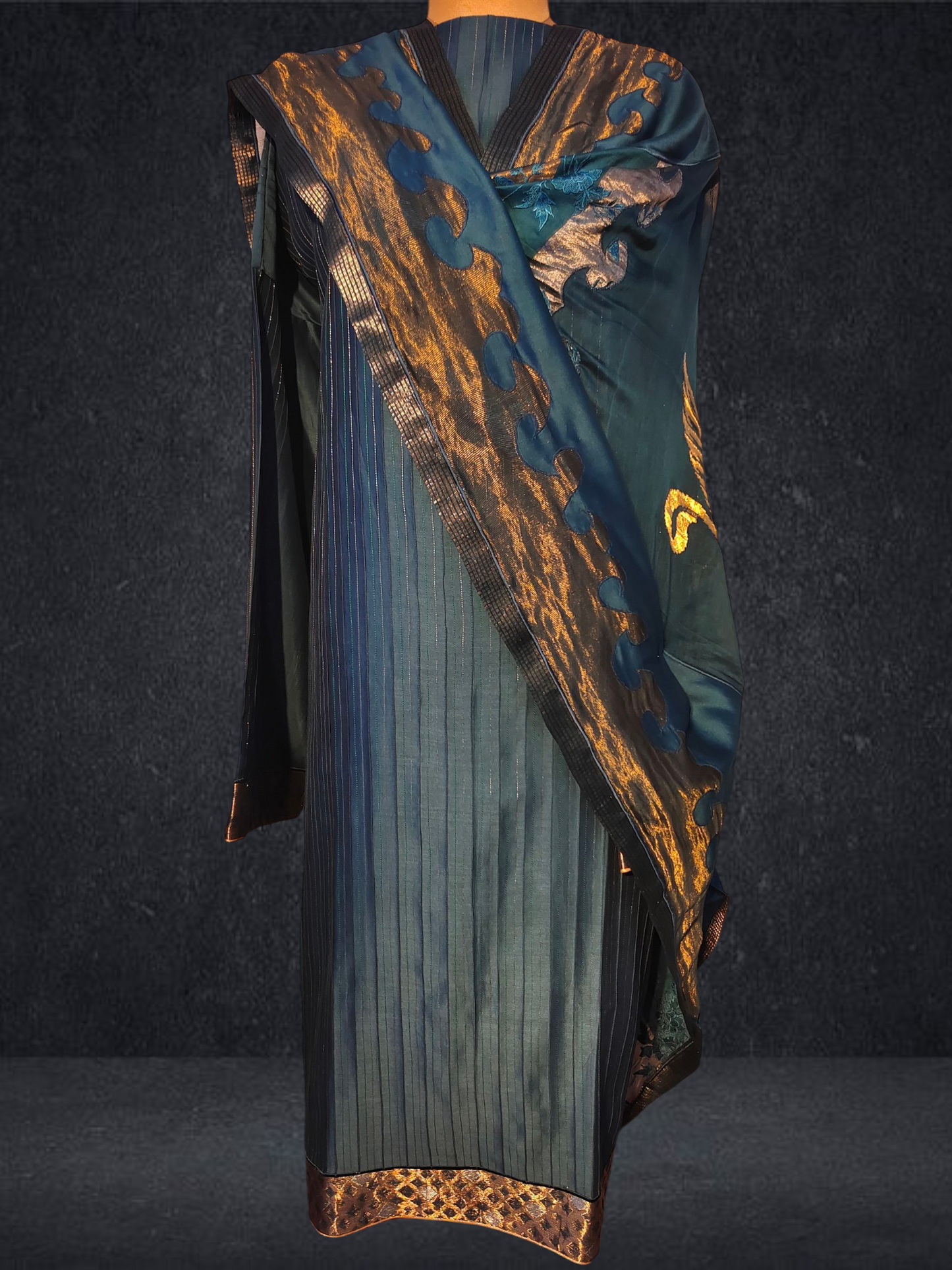 Semi Stitched Formal chanderi Suitset