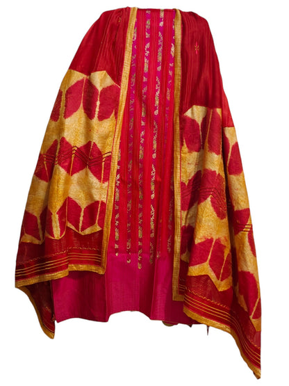 Semi Stitched Chanderi Formal Suitset